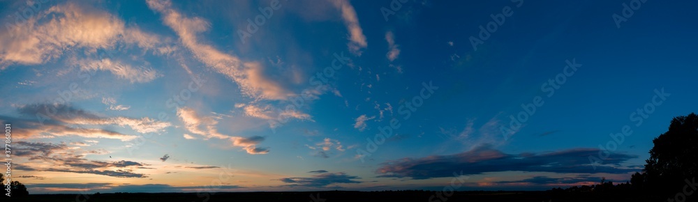 Fototapeta premium Colorful view of twilight sunrise evening sunset evening sky and beautiful clouds