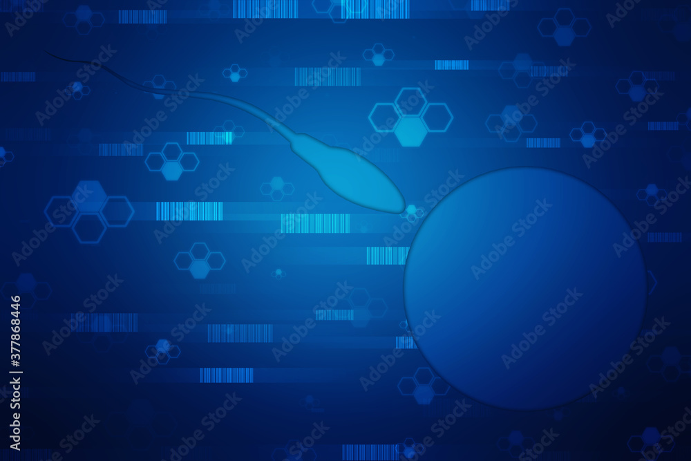 Sperm and egg cell on scientific background. Medical technology background Sperm and egg cell on scientific background. Medical technology background