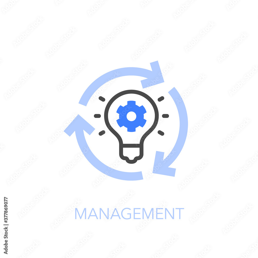 Management symbol with process arrows, a light bulb and a gear. Easy to use for your website or presentation. Management symbol with process arrows, a light bulb and a gear. Easy to use for your website or presentation.