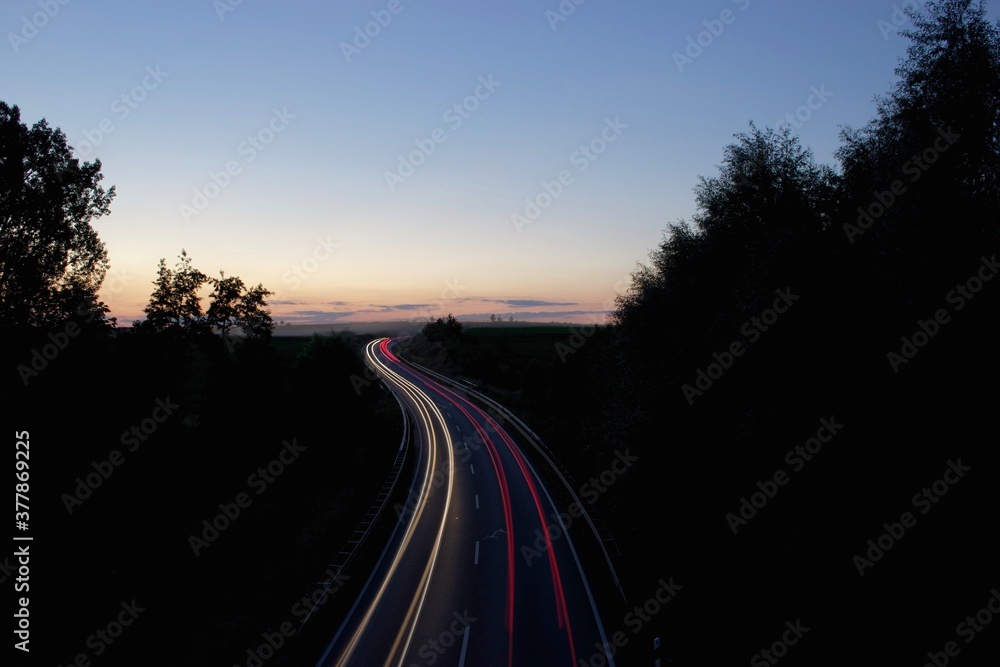 sunset on the road landscape 