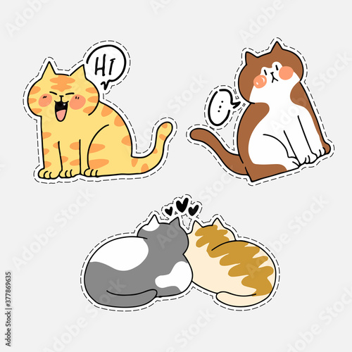 Adorable Cute Cat Kitten Doodle Illustration Sticker 3