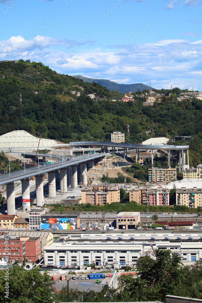 Genoa Italy - 3 august 2020:
The new Genoa San Giorgio bridge was inaugurated on 3 August 2020 at 10.00 pm.
The next morning everyone queued up on the bridge to say 