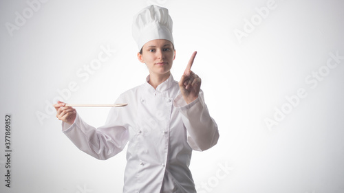 Chef woman. Isolated 