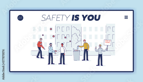 Sick people ignoring covid prevention measures template landing page design