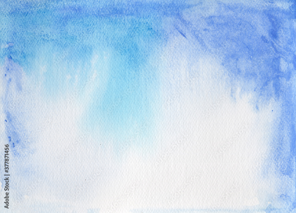Abstract background, blue watercolor on paper texture