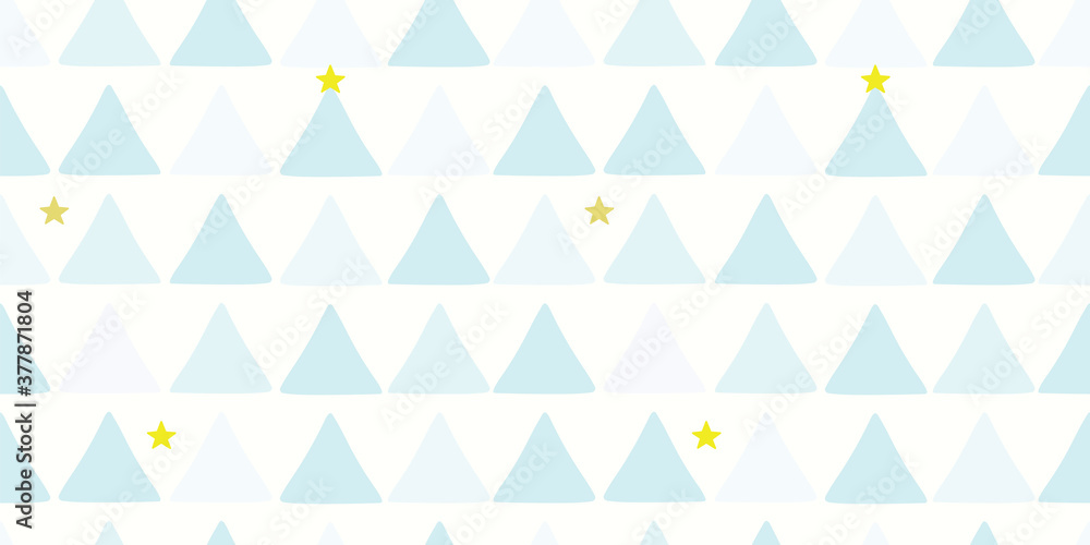 Cute triangle seamless pattern. Light blue abstract geometric Christmas trees background with stars for boys fabric, textile, winter wrapping paper, baby nursery decoration. Surface pattern vector Cute triangle seamless pattern. Light blue abstract geometric Christmas trees background with stars for boys fabric, textile, winter wrapping paper, baby nursery decoration. Surface pattern vector