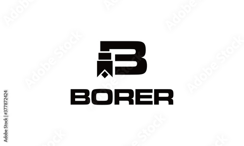 Letter B With Drill Vector Logo Design Inspirations	