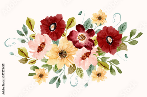 beautiful flower garden watercolor arrangement