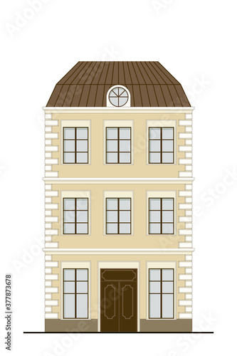 Facade building. Architecture house of a classical. Vector illustration in flat design. © Kati Kapik