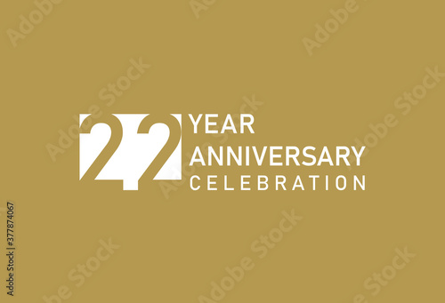 22 years anniversary celebration logotype on gold Background