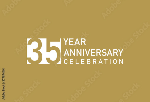 35 years anniversary celebration logotype on gold Background