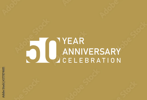 50 years anniversary celebration logotype on gold Background