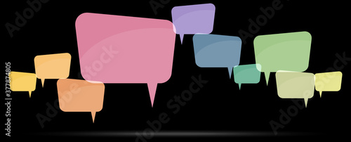 multicolored speech bubbles row