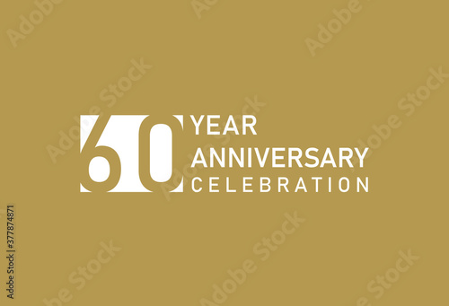 60 years anniversary celebration logotype on gold Background