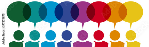 colored people with thought bubbles