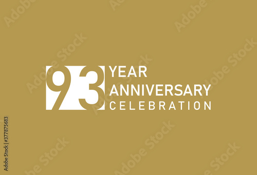 93 years anniversary celebration logotype on gold Background