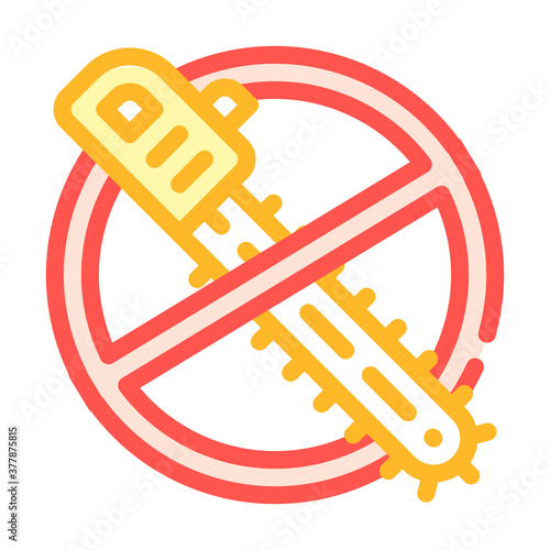 stop deforestation, crossed out chainsaw color icon vector illustration