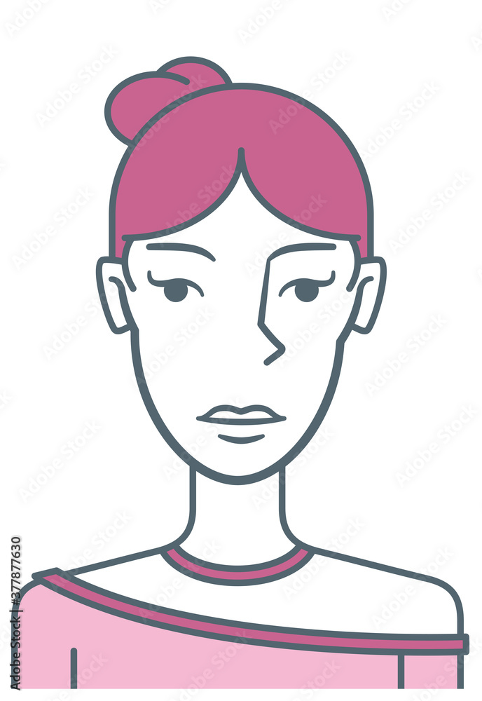 Pretty girl. Stylized avatar of an attractive young woman, colored with gray and pink tones. Pretty girl. Stylized avatar of an attractive young woman, colored with gray and pink tones.