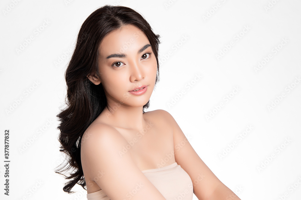 Beautiful young asian woman with clean fresh skin on white background, Face care, Facial treatment, Cosmetology, beauty and spa, Asian women portrait Beautiful young asian woman with clean fresh skin on white background, Face care, Facial treatment, Cosmetology, beauty and spa, Asian women portrait