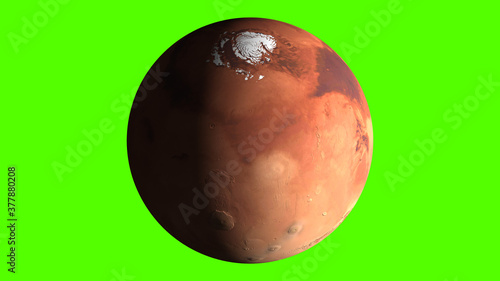 Mars, the red planet on green screen
