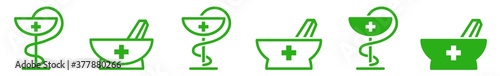 Pharmacy Icon Green | Pharmaceutic  Illustration | Pharmaceutical Symbol | Chemist's Shop Logo | Pharmacist Sign | Isolated | Variations