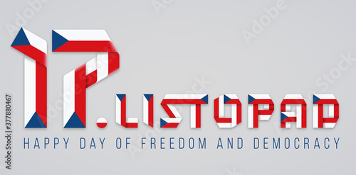 November 17, Czech Republic Freedom and Democracy Day congratulatory design with Czech flag colors. Vector illustration.