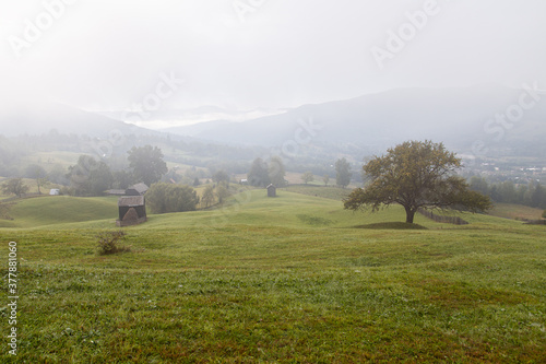 Early fall landscape in the beautiful Romanian villages