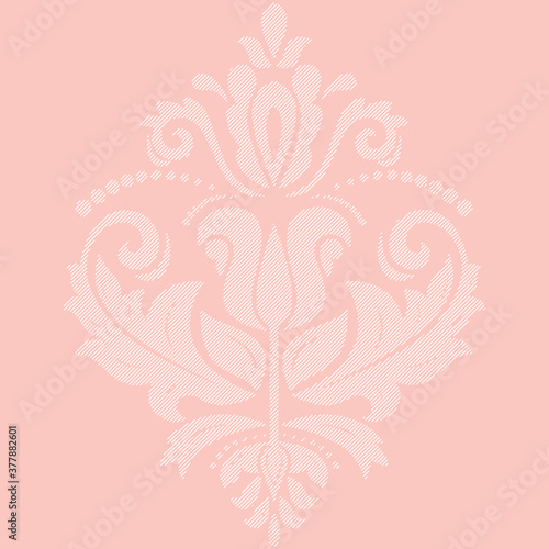 Elegant vintage vector pink and white ornament in classic style. Abstract traditional pattern with oriental elements. Classic vintage pattern