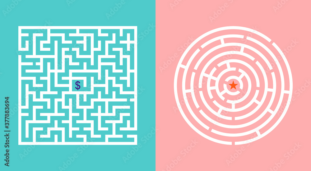 Labyrinth game. maze with way. Puzzle with entrance, road and exit ...