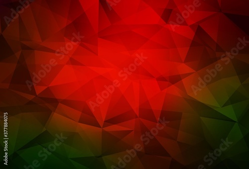 Dark Green, Red vector low poly background.