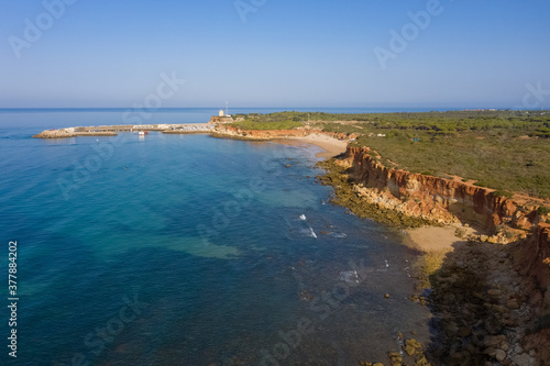 Cala de Roche y Cala del Aceite seen from above with Conil Harbour in the back