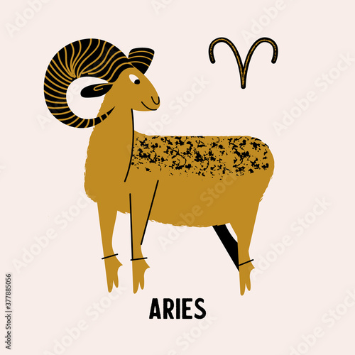 Aries zodiac sign. Horoscope and astrology. Vector illustration in a flat style.