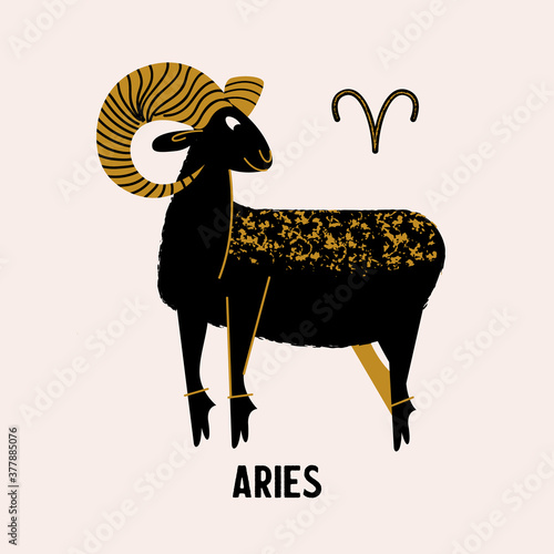 Aries zodiac sign. Horoscope and astrology. Vector illustration in a flat style.
