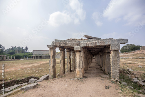 Photography krishna temple at hampi karnataka india with beautiful pond