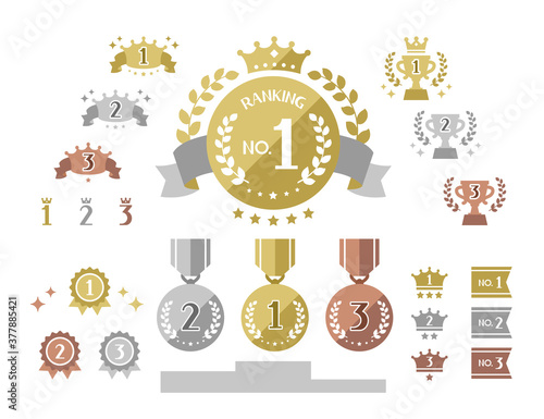 simple cute icons combo of ranking / gold, silver, bronze medals