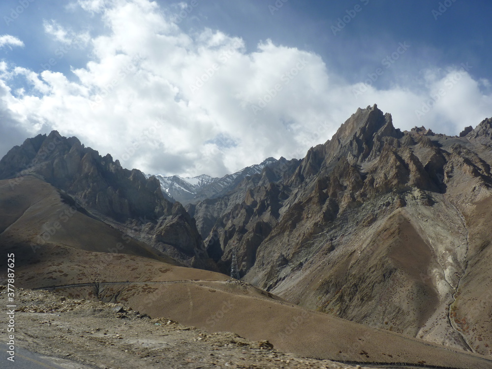 Panoramic View of Mountain Range Road In Leh – Ladakh, India.