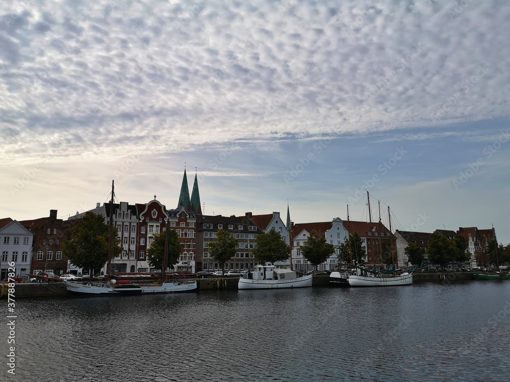 View over the river Trave in Luebeck