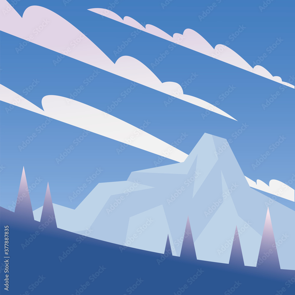 pine trees at snow mountain vector design pine trees at snow mountain vector design
