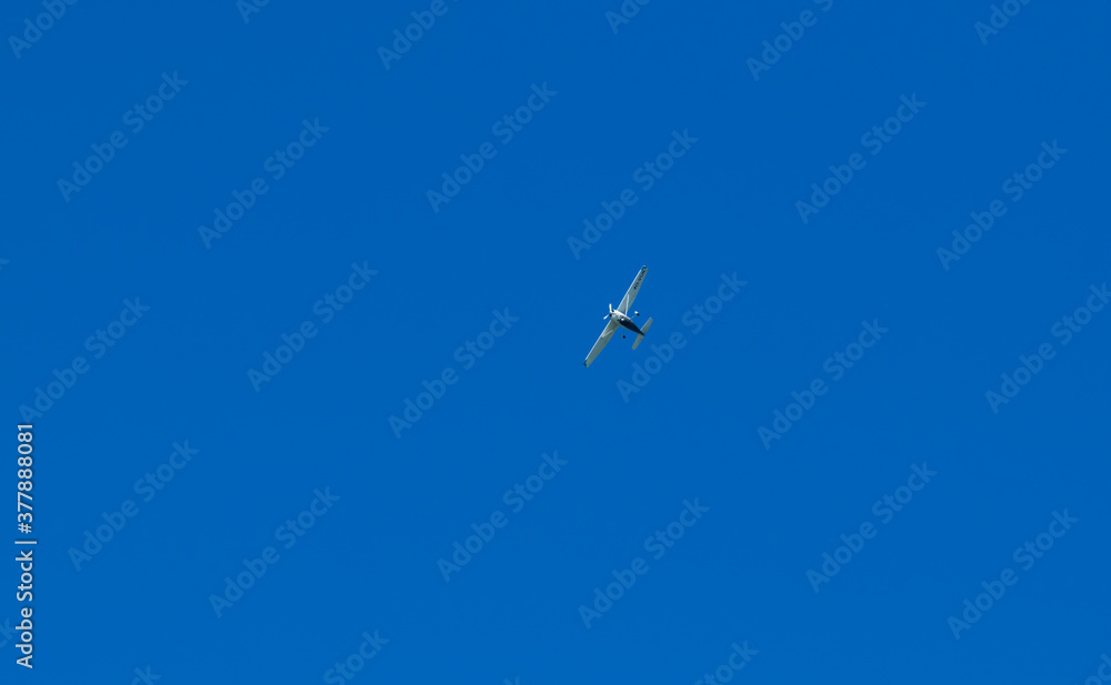 Small Aeroplane with flaps in air down coming in to land
