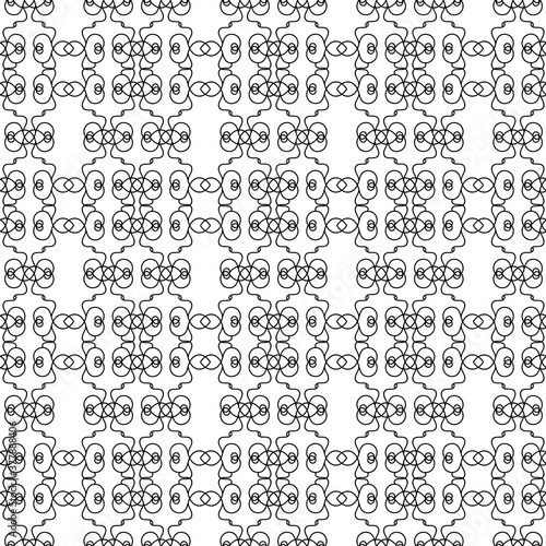 seamless monochrome decorative pattern. original intertwined ornament. black outline drawing on a white background. scrawl. coloring book, cover, template.