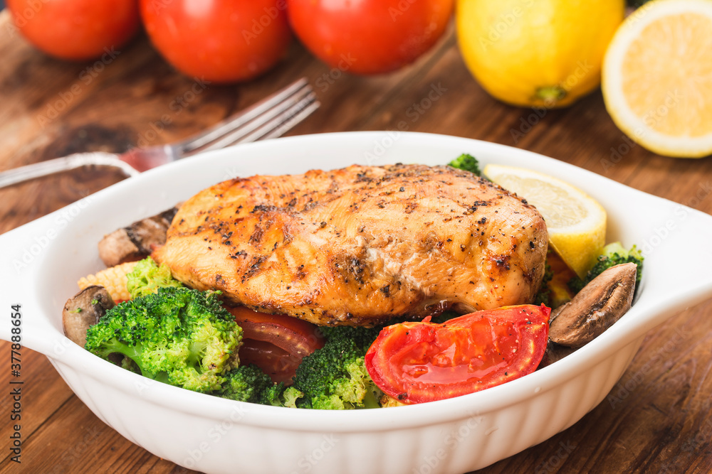 Grilled chicken breast with vegetables Grilled chicken breast with vegetables
