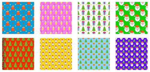 Christmas seamless patterns set. Vector collection for card and banners.
