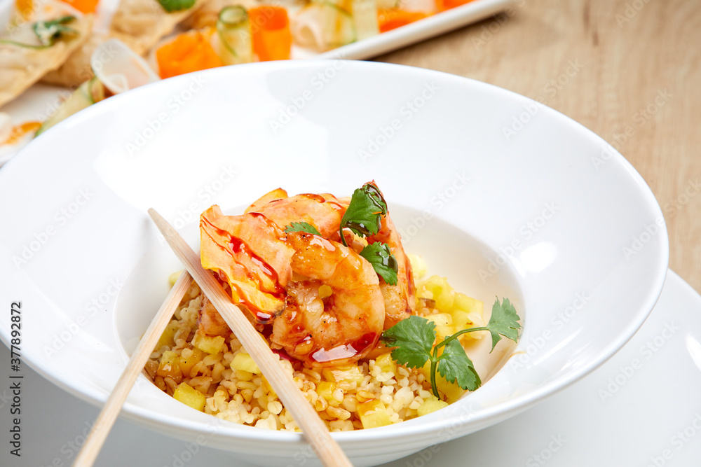 rice with shrimps and pineapple rice with shrimps and pineapple