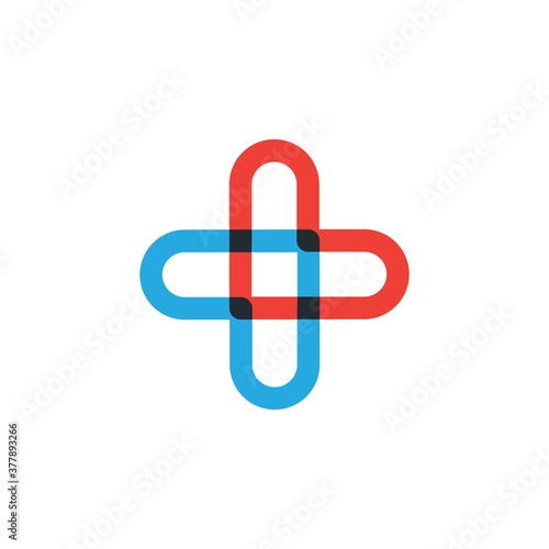 Red and blue cross element ...