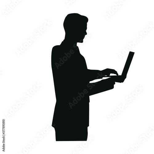 Silhouette of Man With Laptop
