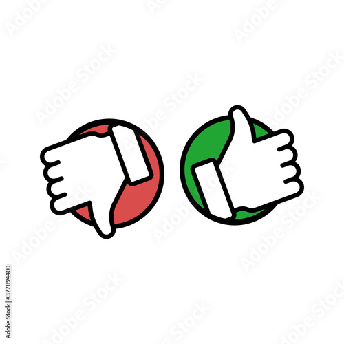 Like and unlike dislike symbol. yes or no symbol. Vector illustration. Stock vector illustration isolated on white background.
