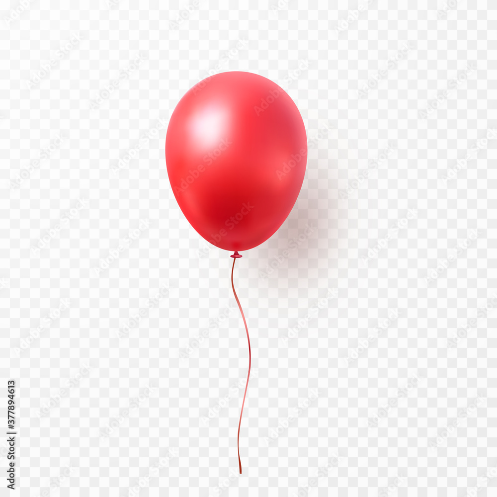 Balloon isolated on transparent background. Vector realistic red