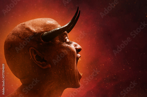 Slika na platnu Scary devil scream, halloween theme