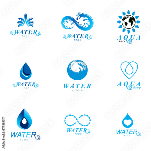 Global water circulation vector symbol for use in mineral water advertising. Alternative medicine concept.