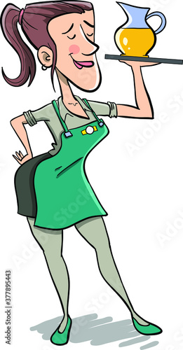 Young waitress with lemonade
